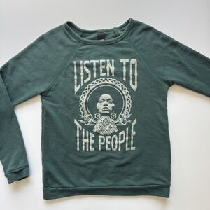 OBEY Listen‎ to the People Lightweight Sweatshirt Womens Medium Green Soft